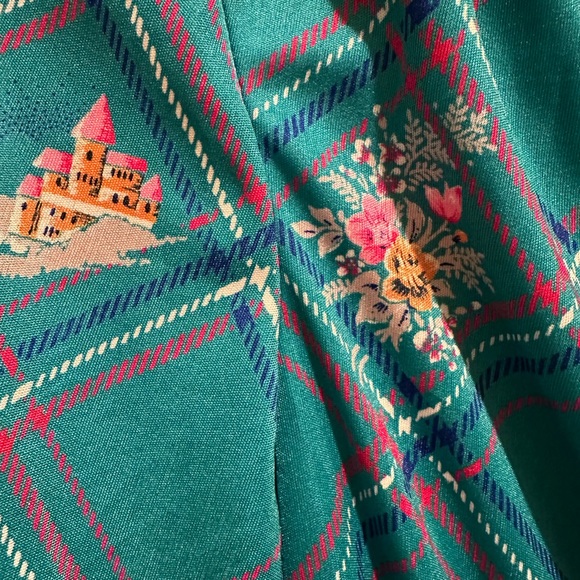 70’s Japanese vintage pattern dress, castles and flowers, size L - Picture 4 of 5